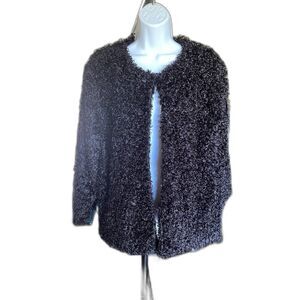 Ruby Rd. Women's Faux Fur Soft Shaggy Black Fuzzy Jacket Size 16W